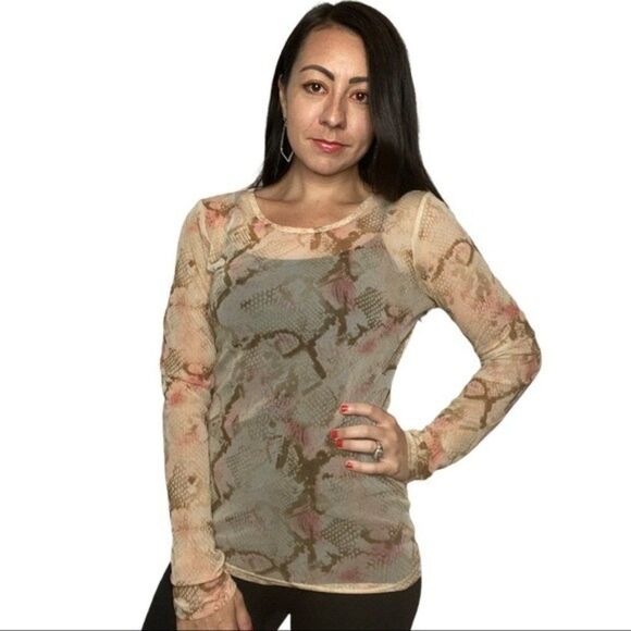 Y2K Express Sheer Snake Print top size S - Picture 1 of 4